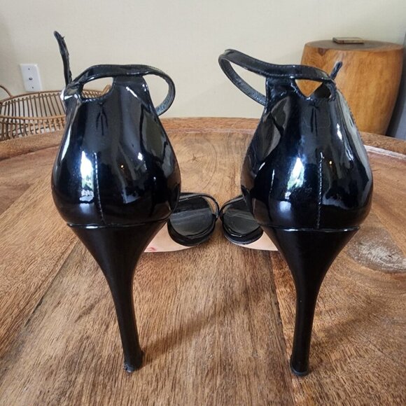 Stuart Weitzman $475 Nudistsong Strap Sandal 100mm Black Patent Leather Size 7 - Picture 6 of 11
